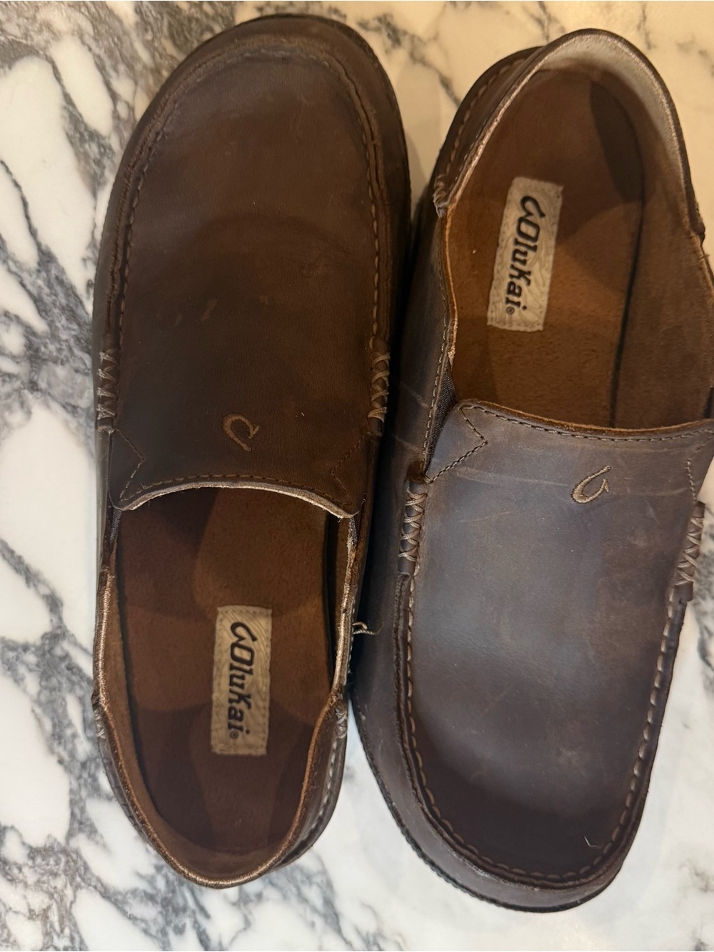 OluKai Moloa Men's Leather Slip On Shoes Loafers Brown Comfort Size 10.5 - Picture 8 of 13